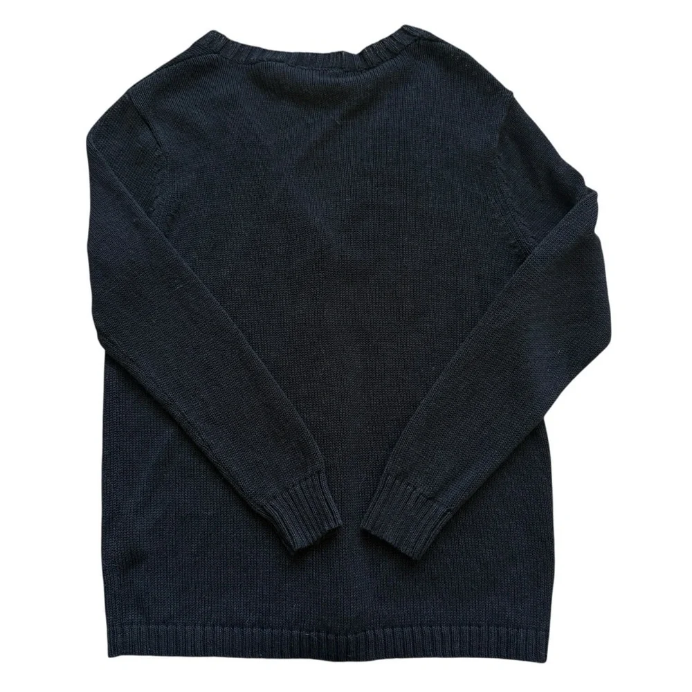 Nordstrom Petite V-Neck Cardigan Sweater Black Long Sleeve Women's S Ramie Linen